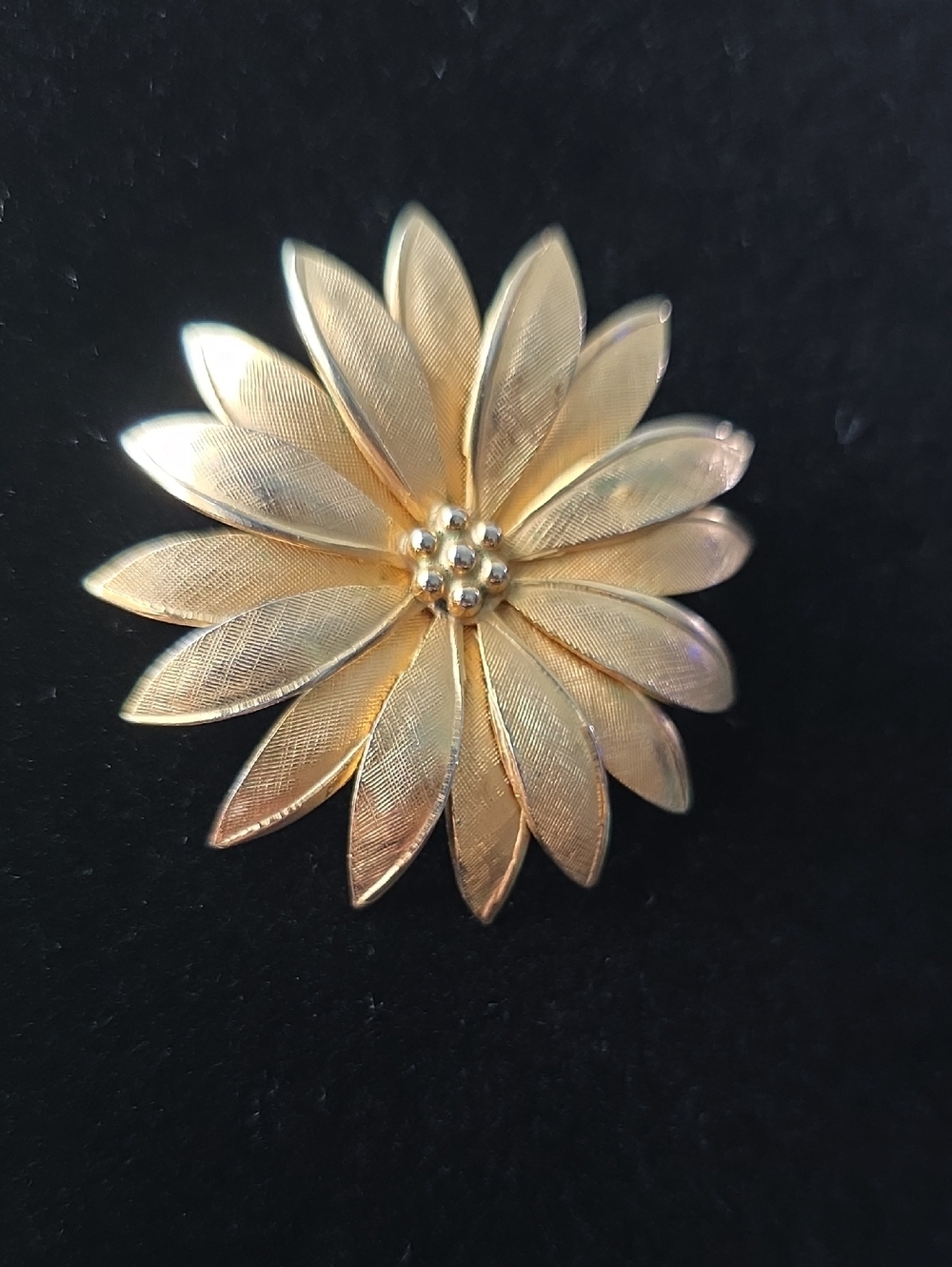 Vintage Giovanni Signed Gold Tone Daisy  Flower Brooch